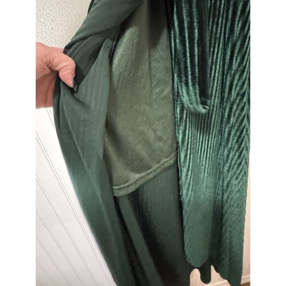 Baltic Born Emerald Green Striped Velvet Velour Wrap Dress Women Size Small - Picture 6 of 11